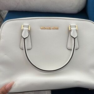 Michael Kors White Satchel with Gold Details